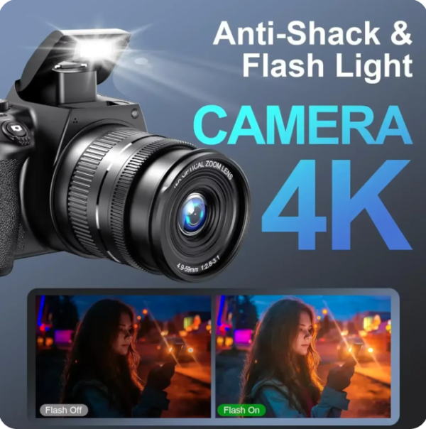 4K HD Digital Camera for Photography 12X Optical Zoom Vlogging Camera for YouTube 72MP WiFi Auto Focus Livestream Video Camera