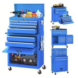 8-Drawer Rolling Tool Storage Chest Cabinet Box with Wheels Metal Lockable (Blue Only)