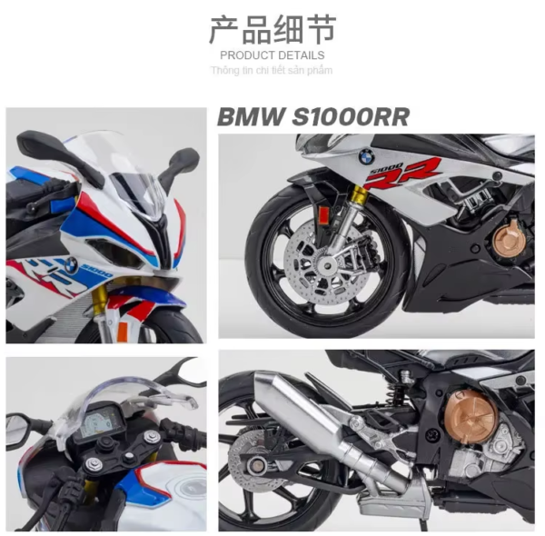 1:12 BMW S1000RR Motorcycle Model Car Simulation Alloy Metal Toy Motorcycle Children's Toy Gift Collection - Image 3