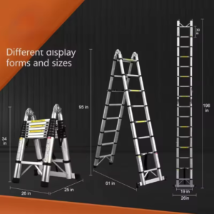 Compact Aluminum Extension Ladder, Portable Telescopic RV Ladder for Outdoor Camper with Tool Platform