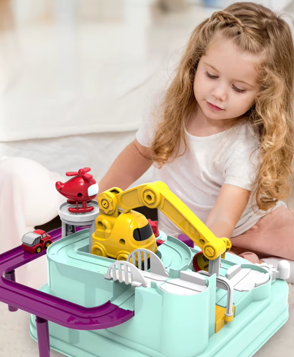 Racing Rail Car Model Educational Toys Children Track Adventure Game Brain Mechanical Interactive Train Animals Space Rocket Toy(Blue Only) - Image 3