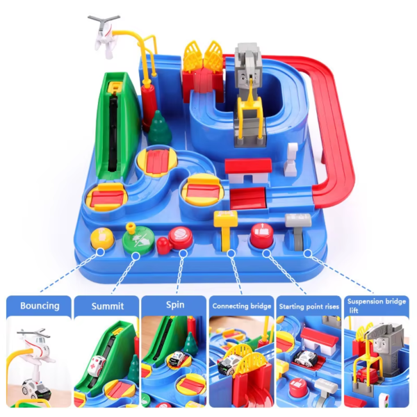 Racing Rail Car Model Educational Toys Children Track Adventure Game Brain Mechanical Interactive Train Animals Space Rocket Toy(Blue Only) - Image 5