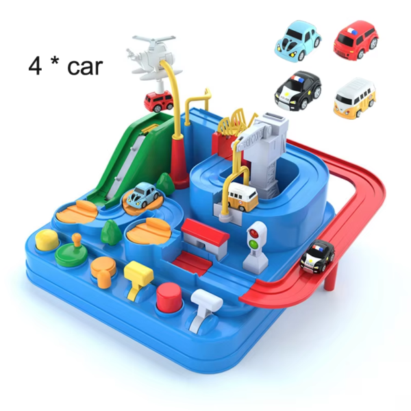 Racing Rail Car Model Educational Toys Children Track Adventure Game Brain Mechanical Interactive Train Animals Space Rocket Toy(Blue Only) - Image 6